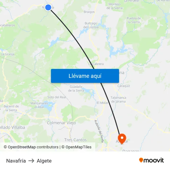 Navafría to Algete map
