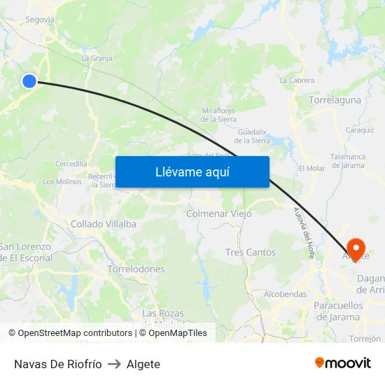 Navas De Riofrío to Algete map