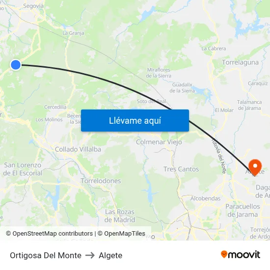 Ortigosa Del Monte to Algete map