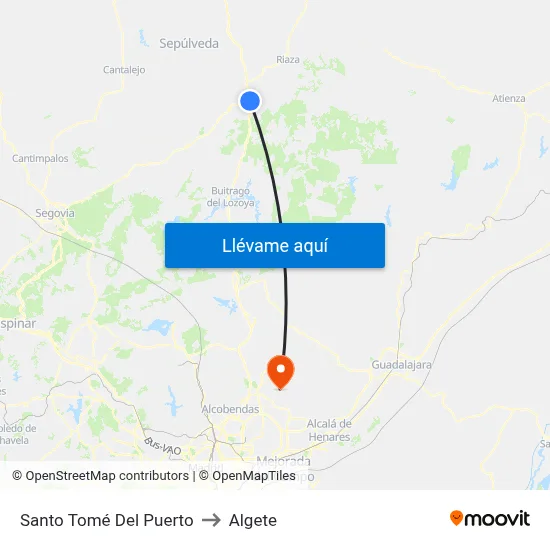 Santo Tomé Del Puerto to Algete map