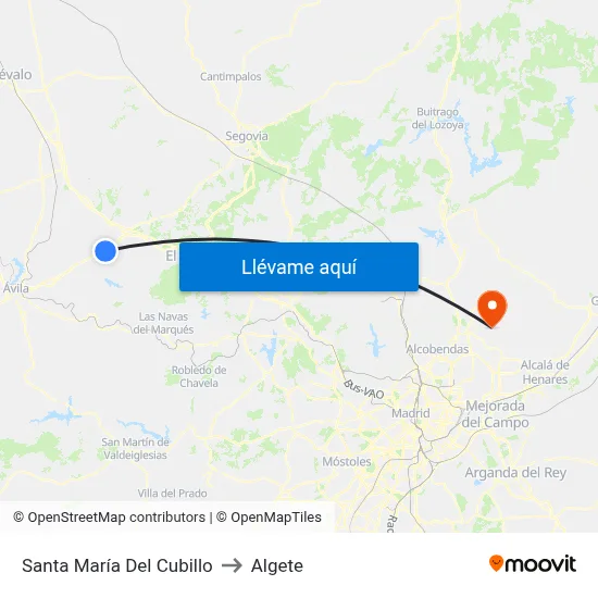 Santa María Del Cubillo to Algete map