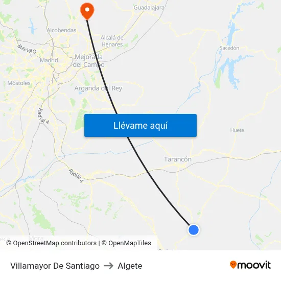 Villamayor De Santiago to Algete map