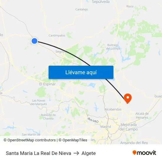 Santa María La Real De Nieva to Algete map