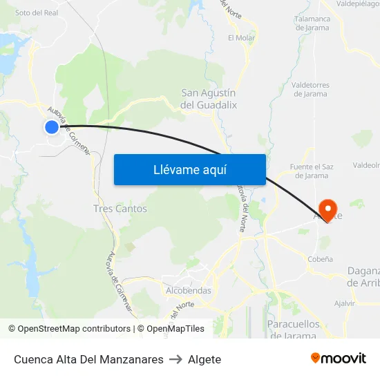 Cuenca Alta Del Manzanares to Algete map