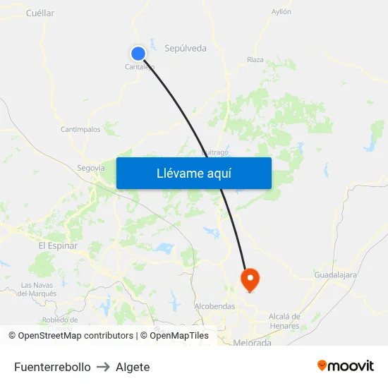Fuenterrebollo to Algete map