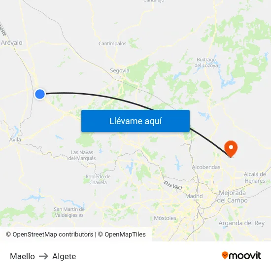 Maello to Algete map