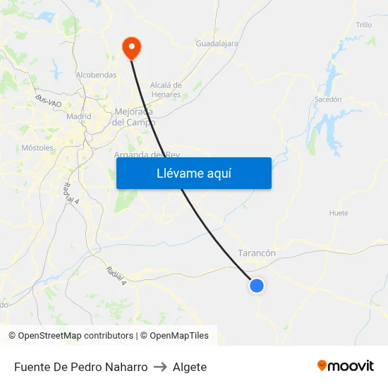 Fuente De Pedro Naharro to Algete map