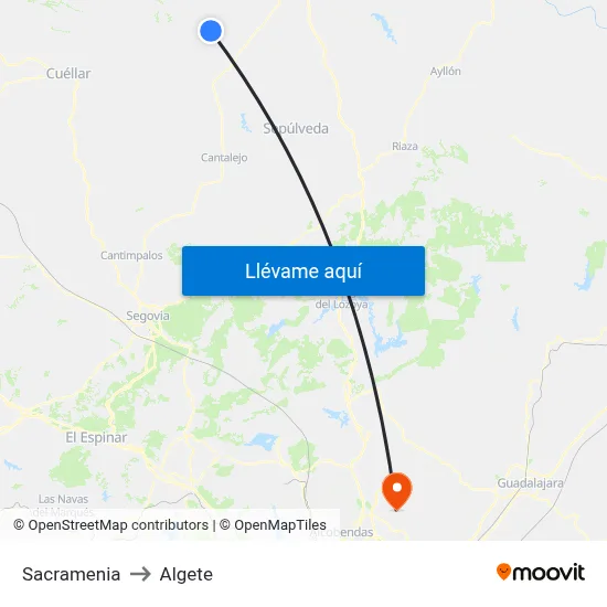 Sacramenia to Algete map