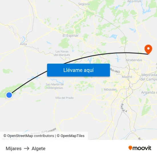 Mijares to Algete map