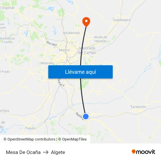 Mesa De Ocaña to Algete map