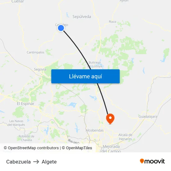 Cabezuela to Algete map