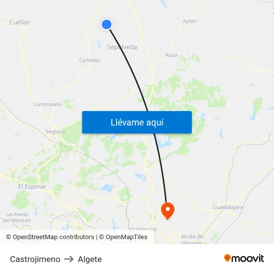 Castrojimeno to Algete map