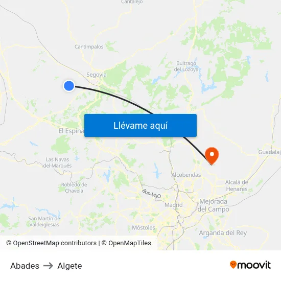 Abades to Algete map