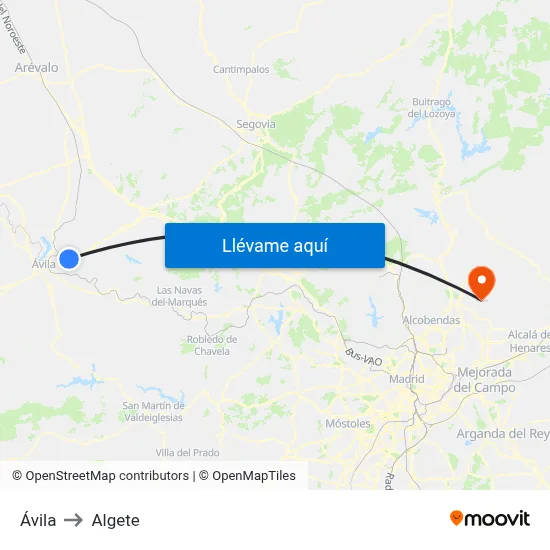 Ávila to Algete map