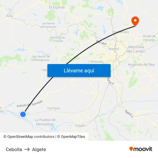 Cebolla to Algete map