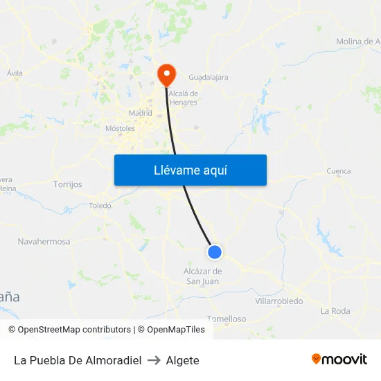 La Puebla De Almoradiel to Algete map