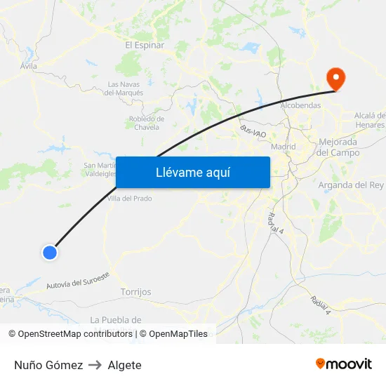 Nuño Gómez to Algete map