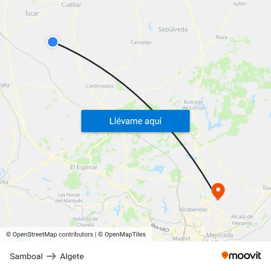 Samboal to Algete map