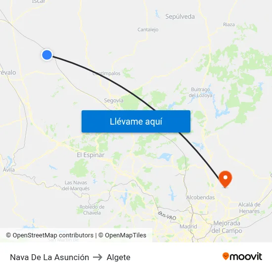 Nava De La Asunción to Algete map