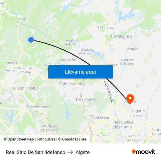 Real Sitio De San Ildefonso to Algete map
