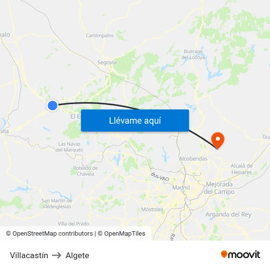 Villacastín to Algete map