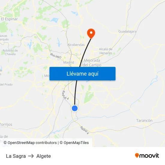 La Sagra to Algete map