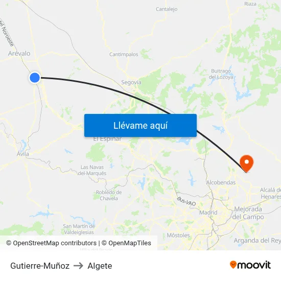 Gutierre-Muñoz to Algete map