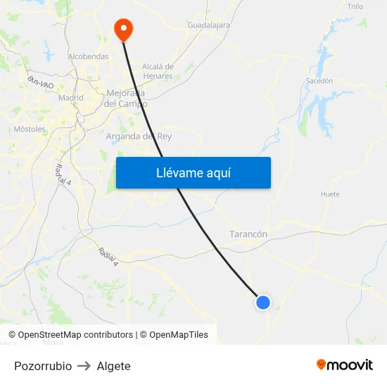 Pozorrubio to Algete map