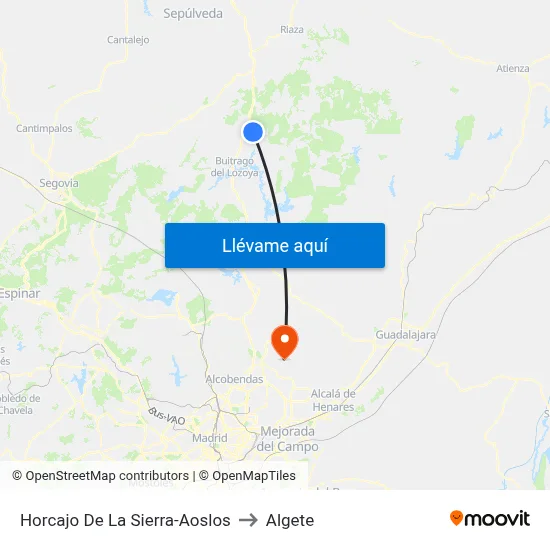 Horcajo De La Sierra-Aoslos to Algete map