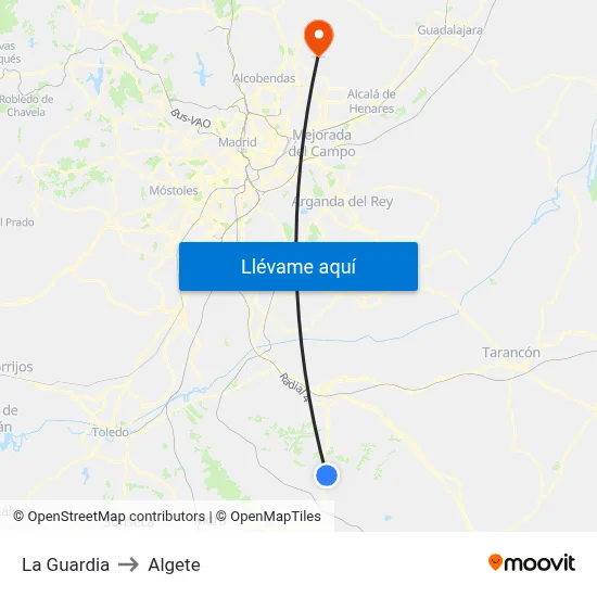 La Guardia to Algete map