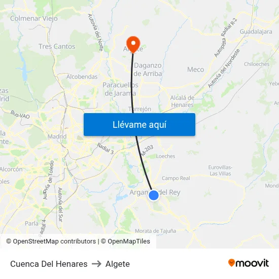Cuenca Del Henares to Algete map