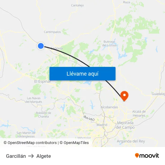 Garcillán to Algete map