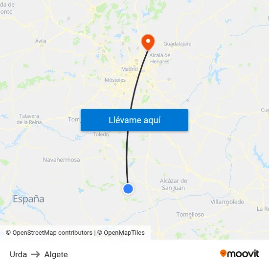 Urda to Algete map