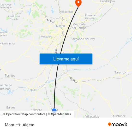 Mora to Algete map