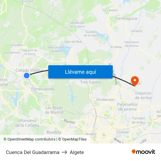 Cuenca Del Guadarrama to Algete map