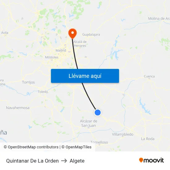 Quintanar De La Orden to Algete map