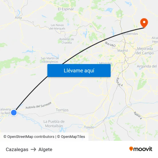 Cazalegas to Algete map