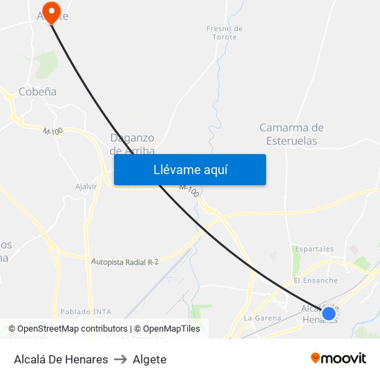 Alcalá De Henares to Algete map