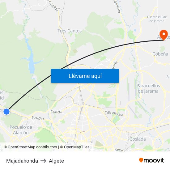 Majadahonda to Algete map