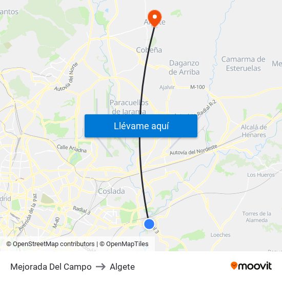 Mejorada Del Campo to Algete map