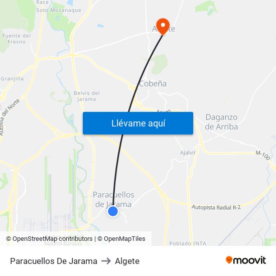Paracuellos De Jarama to Algete map