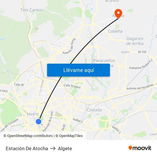 Estación De Atocha to Algete map