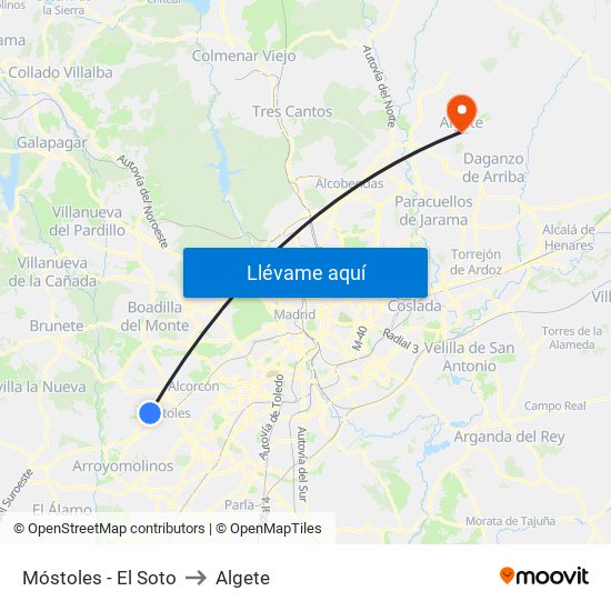 Móstoles - El Soto to Algete map