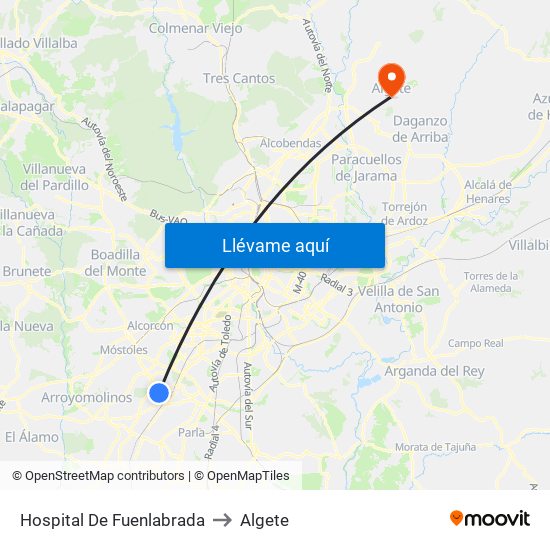 Hospital De Fuenlabrada to Algete map