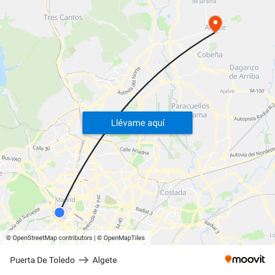 Puerta De Toledo to Algete map