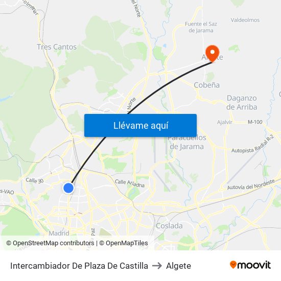 Intercambiador De Plaza De Castilla to Algete map