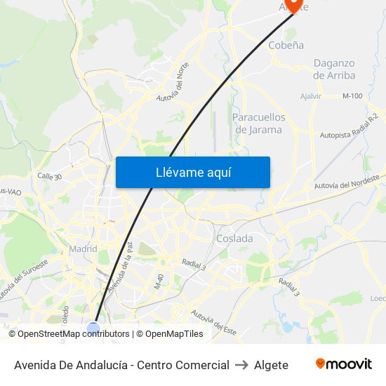 Avenida De Andalucía - Centro Comercial to Algete map