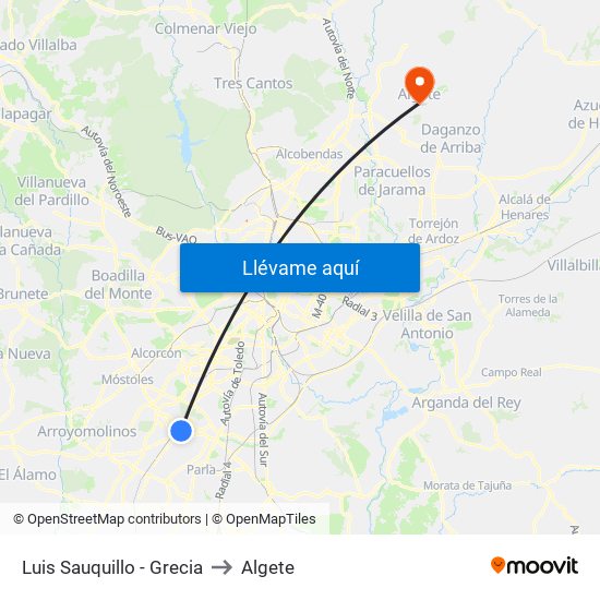 Luis Sauquillo - Grecia to Algete map