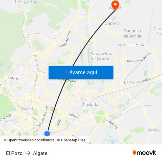 El Pozo to Algete map