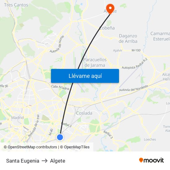 Santa Eugenia to Algete map